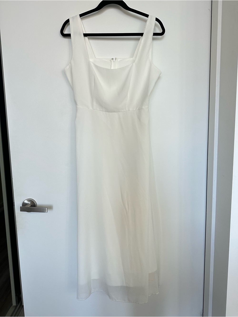 White Midi Dress with Cowl Neckline